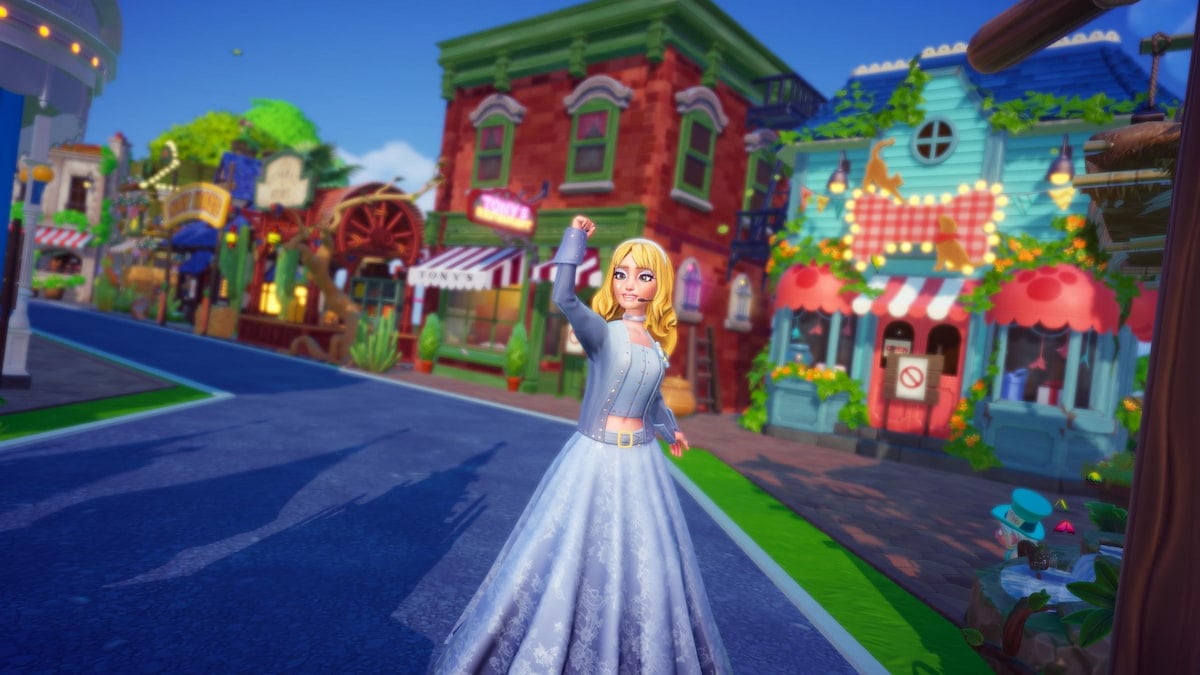 Standing on main street near parks floating festival event restaurant in disney dreamlight valley