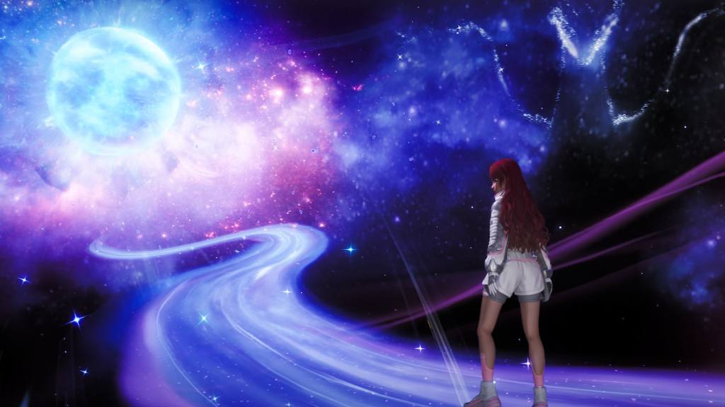 Walking across starry bridge in Aniimo.
