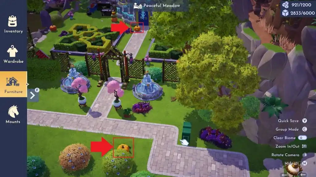 Sweet or Spooky Pumpkins marked in Disney Dreamlight Valley