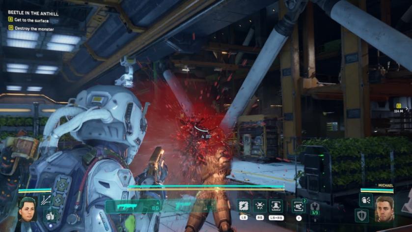 Enemy getting blown to pieces in The Expanse: Osiris Reborn. 