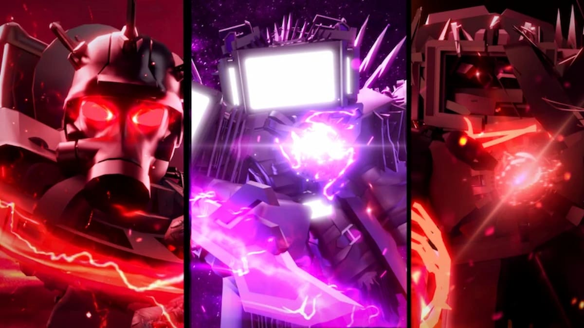 Titans Ultra Boss Rush featured image showing three powerful glowing bosses in red and purple energy-filled panels.
