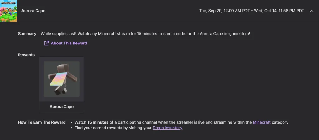 Unlock aurora cape on minecraft twitch