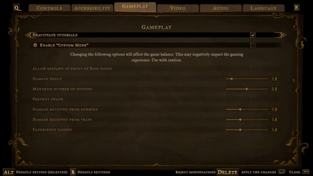 Custom mode modifiers in Castlevania: Belmont's Curse
