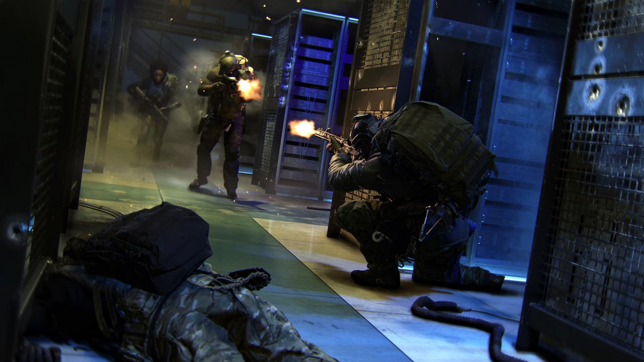 A firefight erupts in a server room in CoD MW4