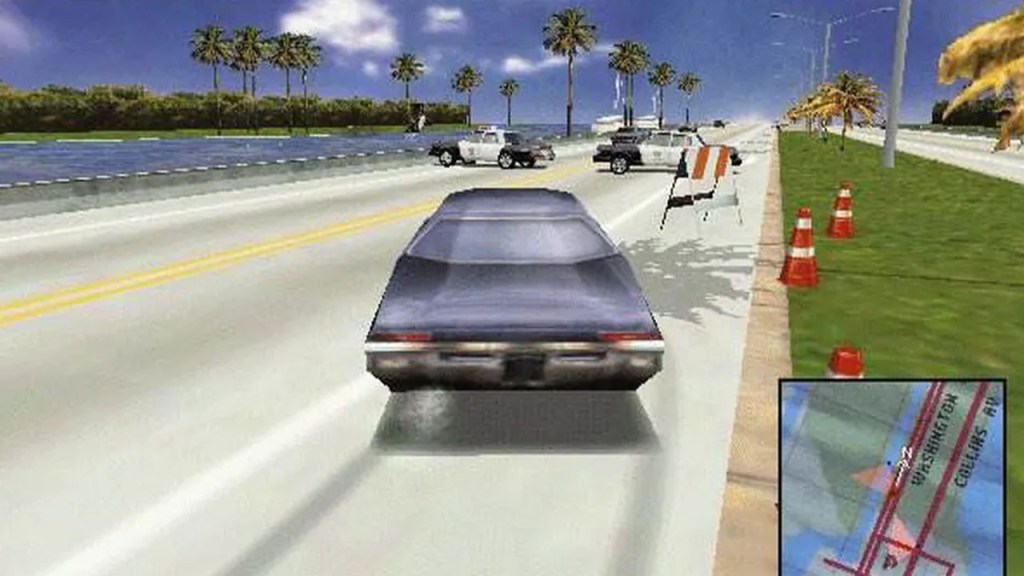 A police blockade in Driver for the PlayStation