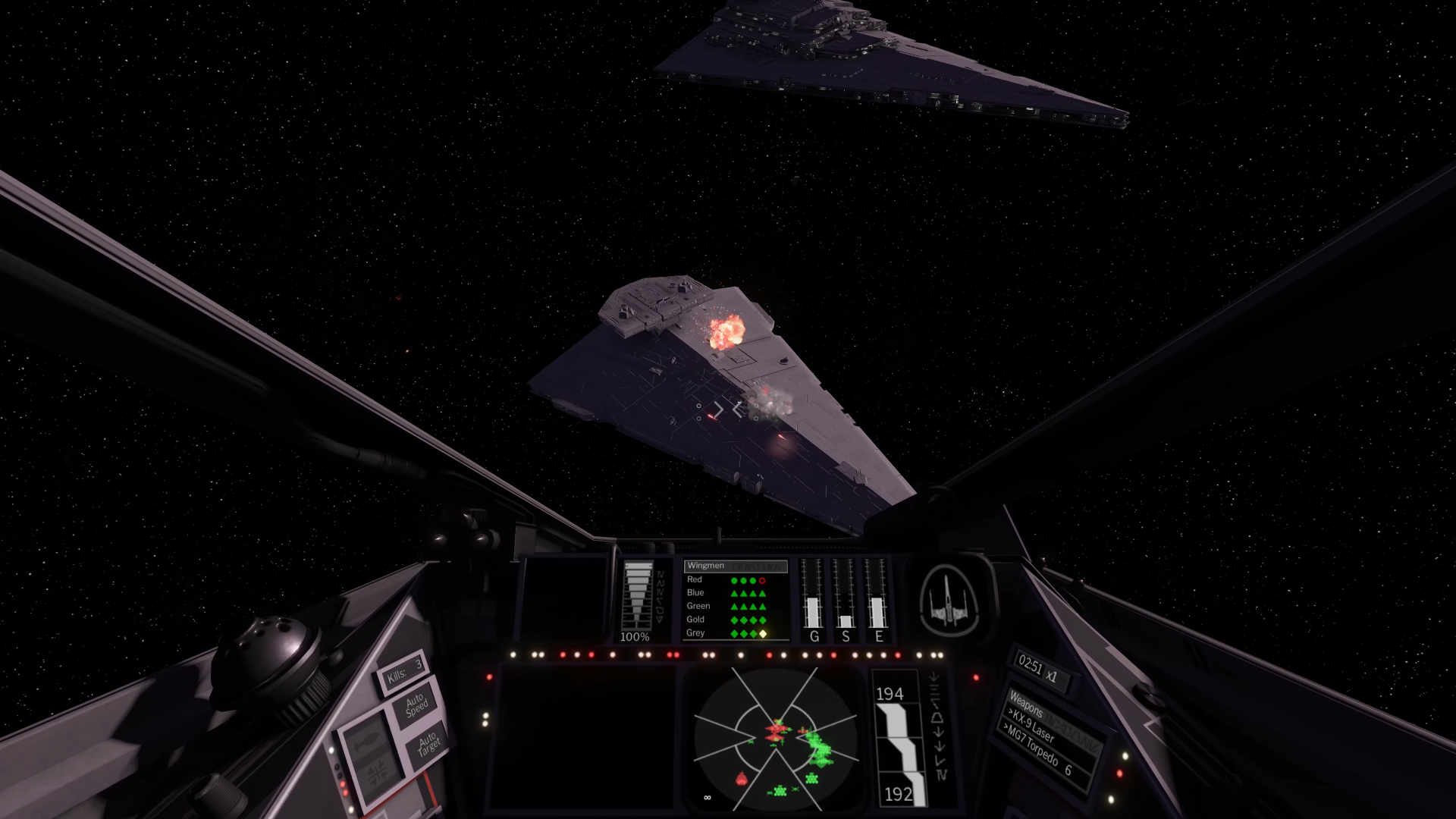A fighter approaching a capital ship in Star Wars Fate of the Galaxy