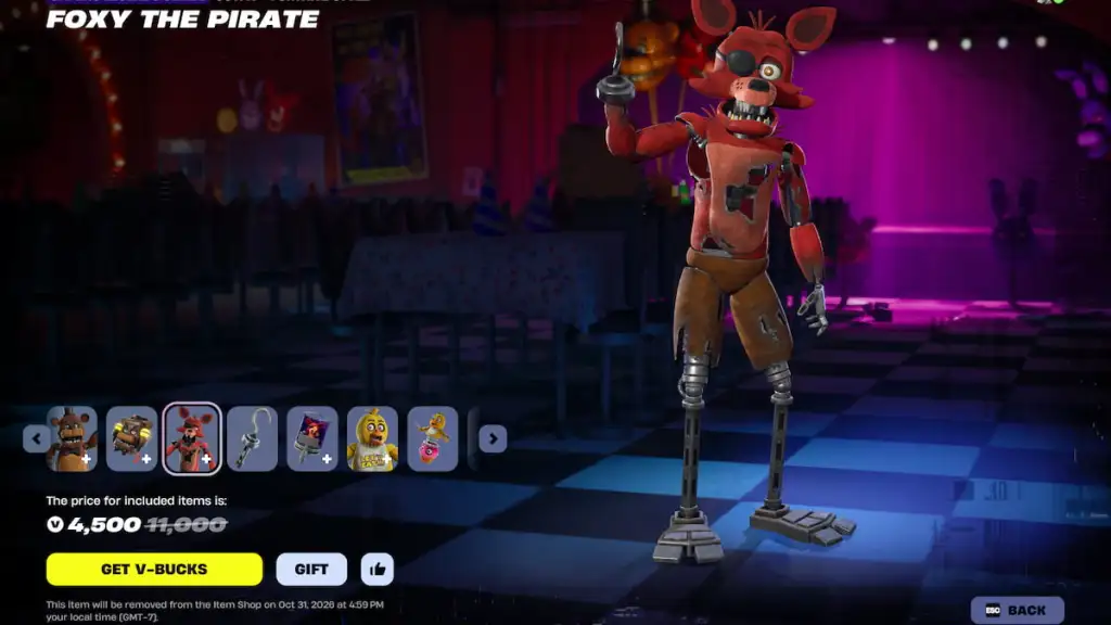 Five Nights at Freddy's Fortnite bundle items