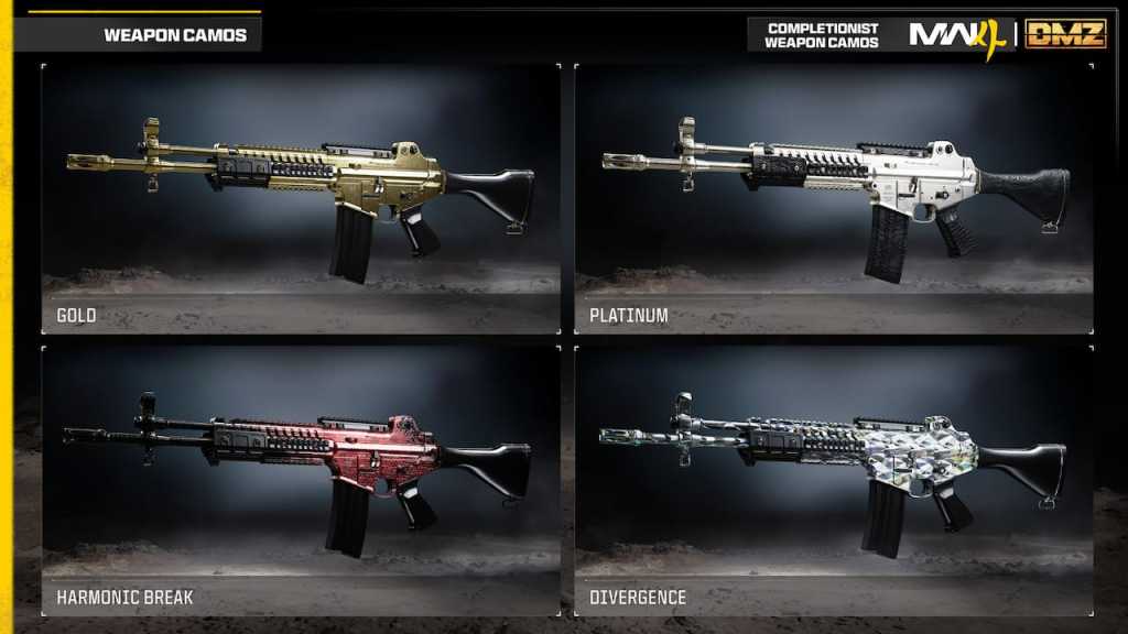 DMZ Completionist camos in MW4