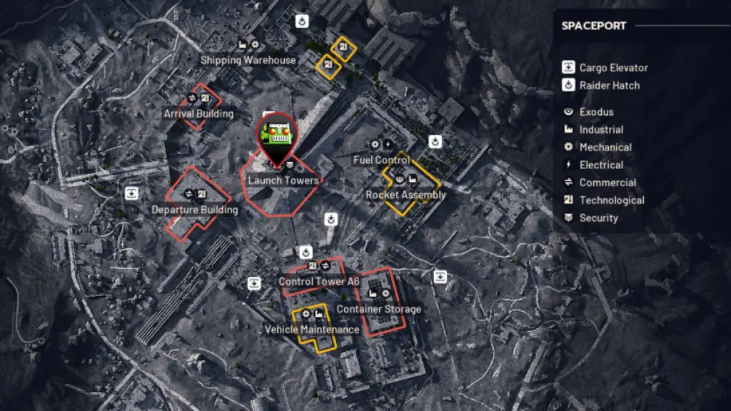 The location of the tower on Spaceport