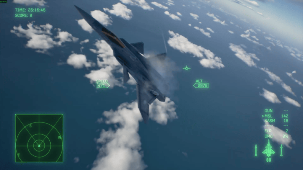 Aircraft performing PSM in Ace Combat 8
