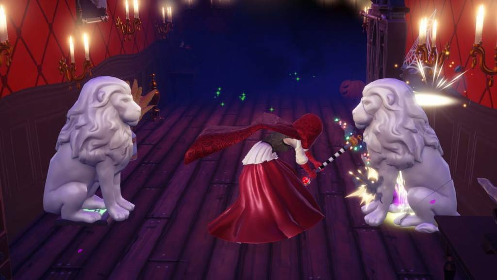 Breaking lion statue with royal pickaxe in disney dreamlight valley