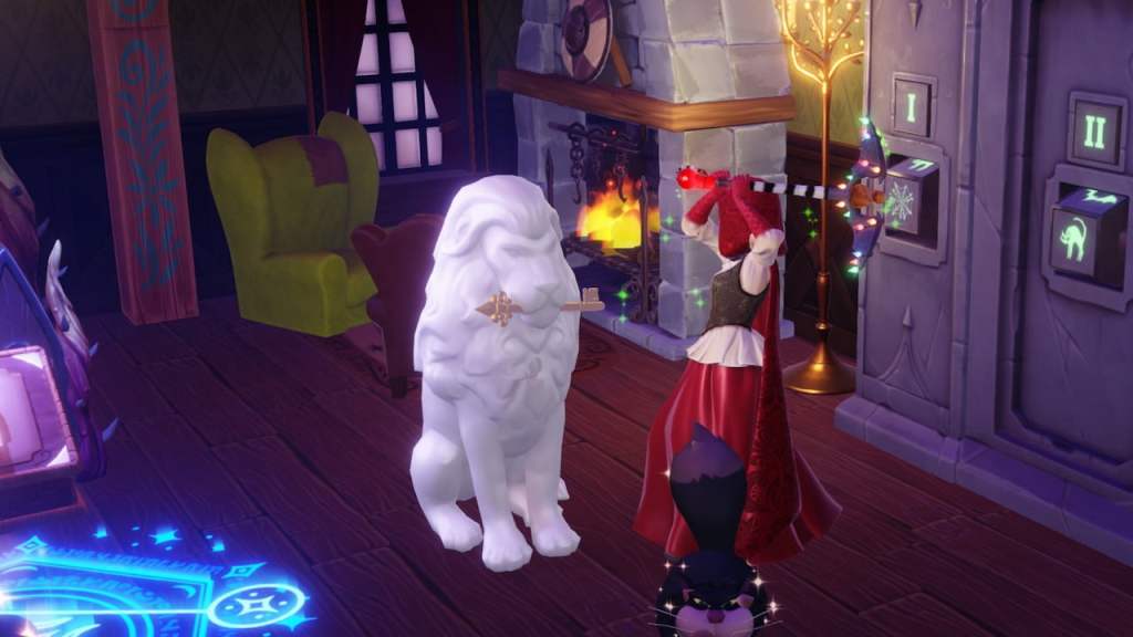 Breaking lion statue for key in disney dreamlight valley