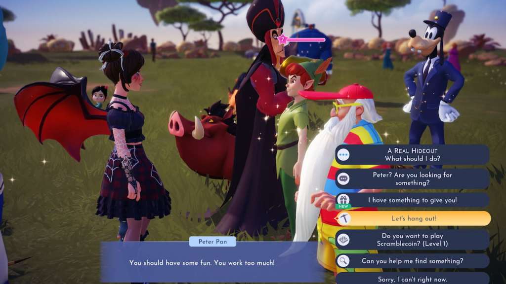 Chatting with peter pan in disney dreamlight valley