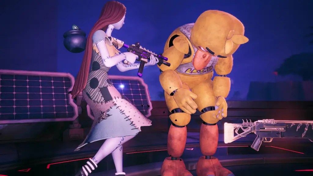 Chica from Five Nights at Freddy's slouched over in Fortnite Fortnitemares