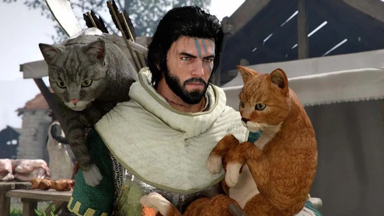 Holding and petting cats in Crimson Desert