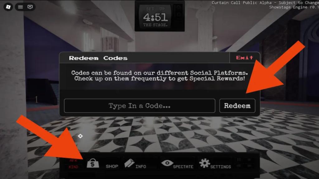 curtain call how to redeem codes