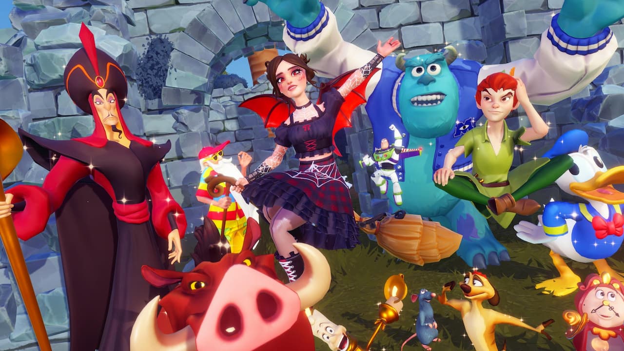 Large group of villagers gathered around player in disney dreamlight valley