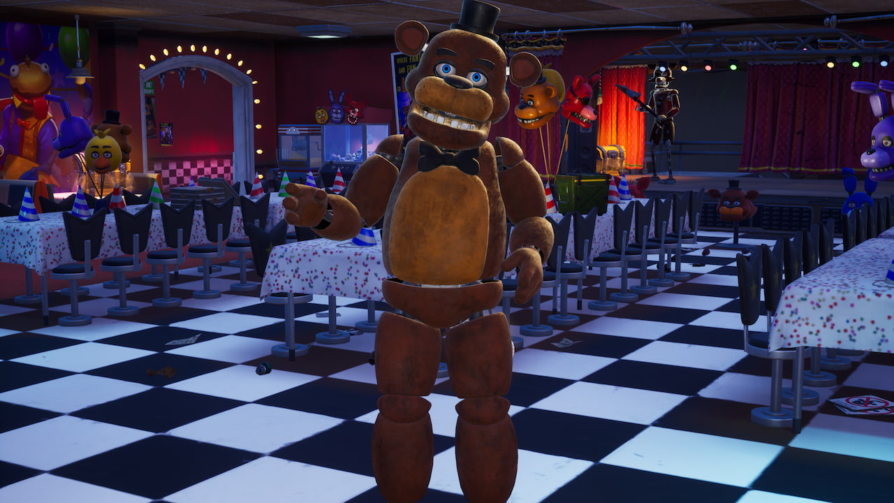 Freddy and foxy inside pizzeria in fortnite