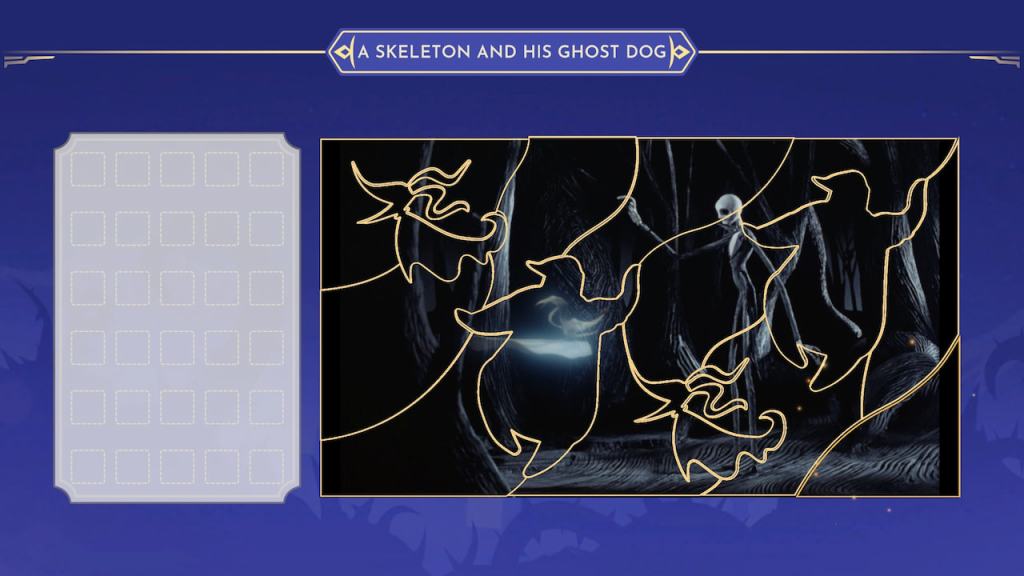 Completed skeleton and ghost dog puzzle in disney dreamlight valley