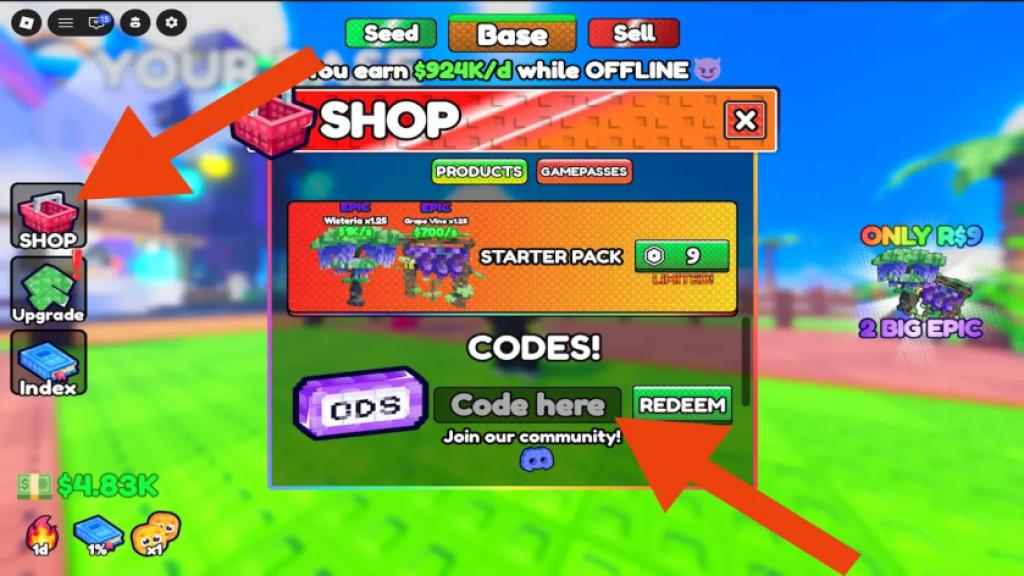 grow a plant how to redeem codes