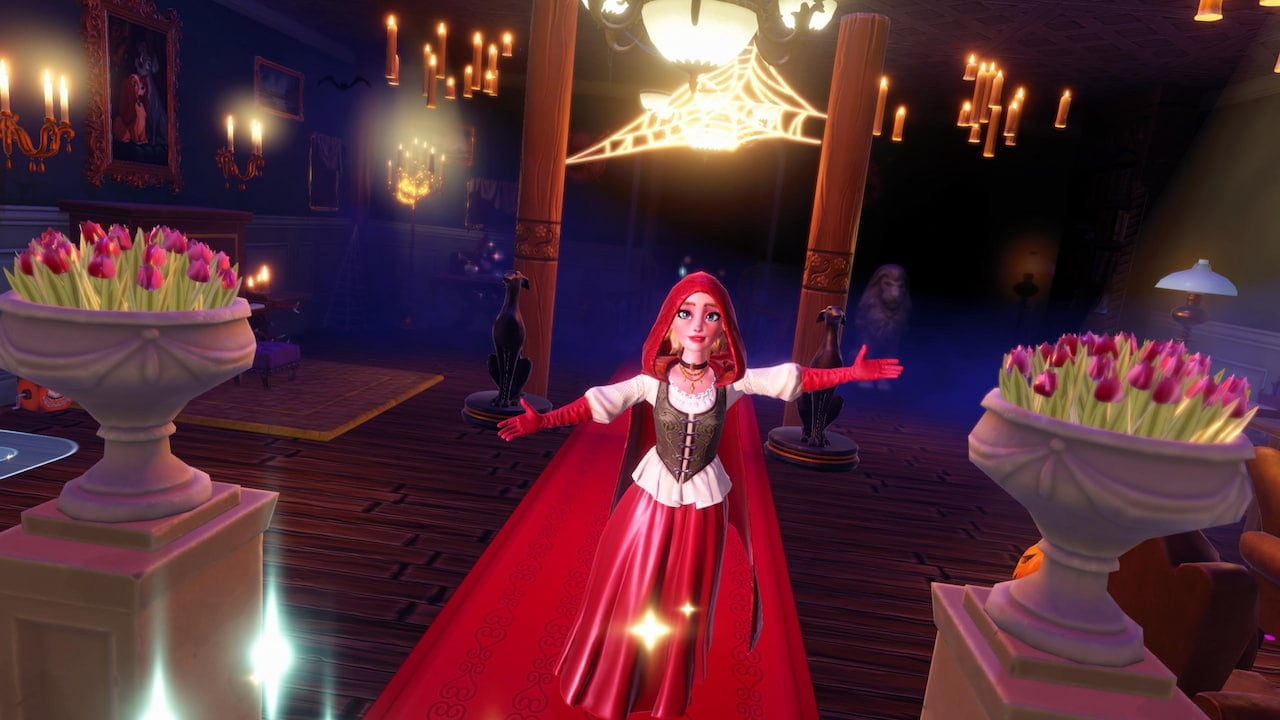 Player standing in haunted house for haunted key puzzle in disney dreamlight valley