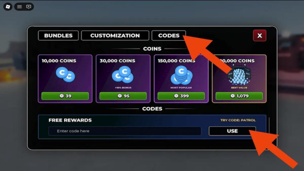 highway patrol how to redeem codes