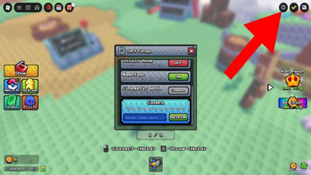 How to redeem codes in Drop a Fruit
