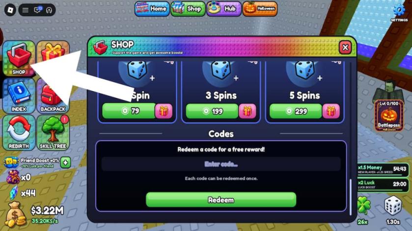 How to redeem codes in Roll a Barber RNG 