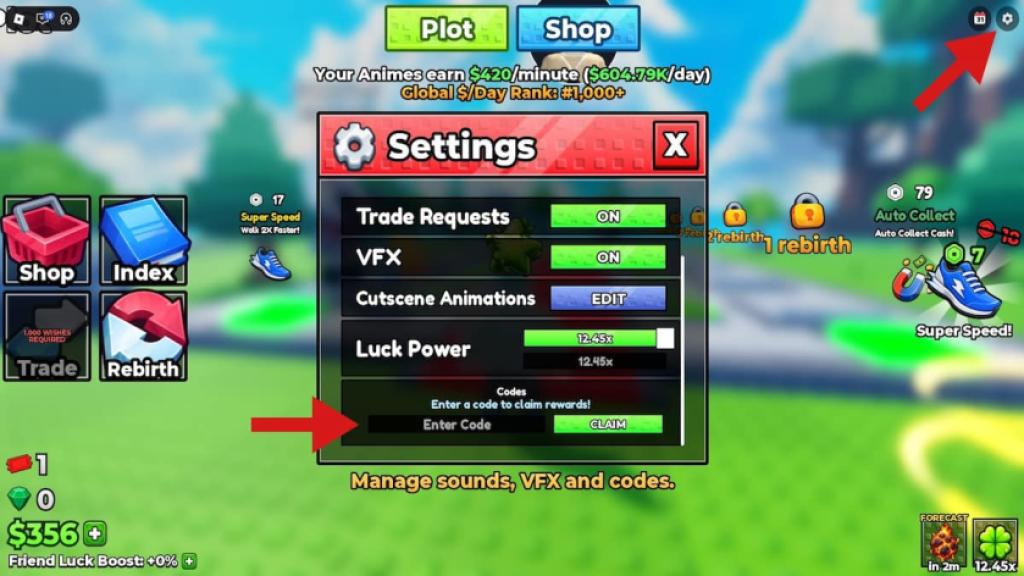 How to redeem codes in Wish for Anime