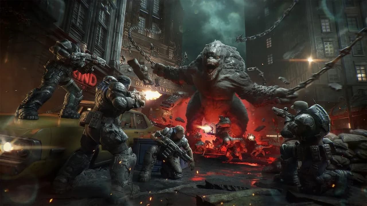 Players fighting monsters in Gears of War: E-Day