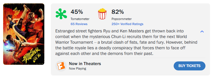 Street Fighter movie Rotten Tomatoesa
