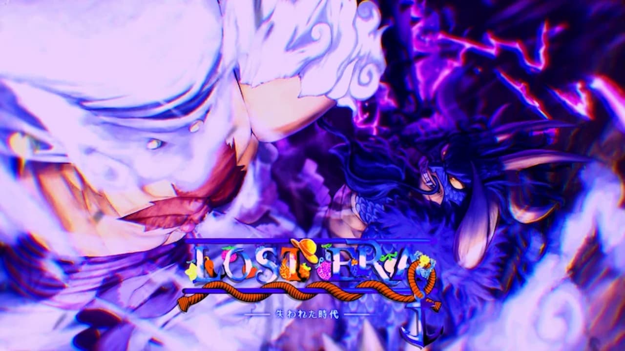 Lost Era game artwork showing two anime-inspired fighters surrounded by intense purple and blue energy, with the Lost Era logo in the center.