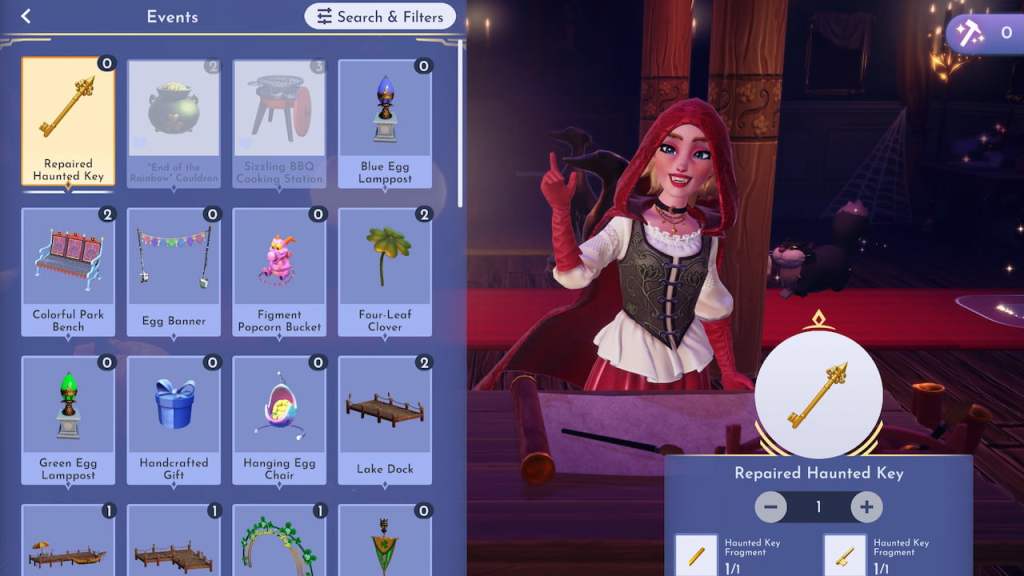 Crafting Repaired Haunted Key in disney dreamlight valley
