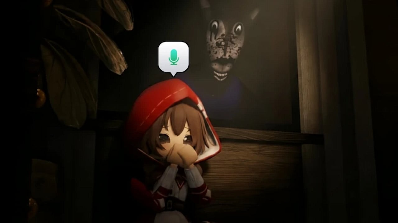 ANALOG official artwork showing a frightened Roblox character hiding in a dark room while a creepy masked figure watches from behind.