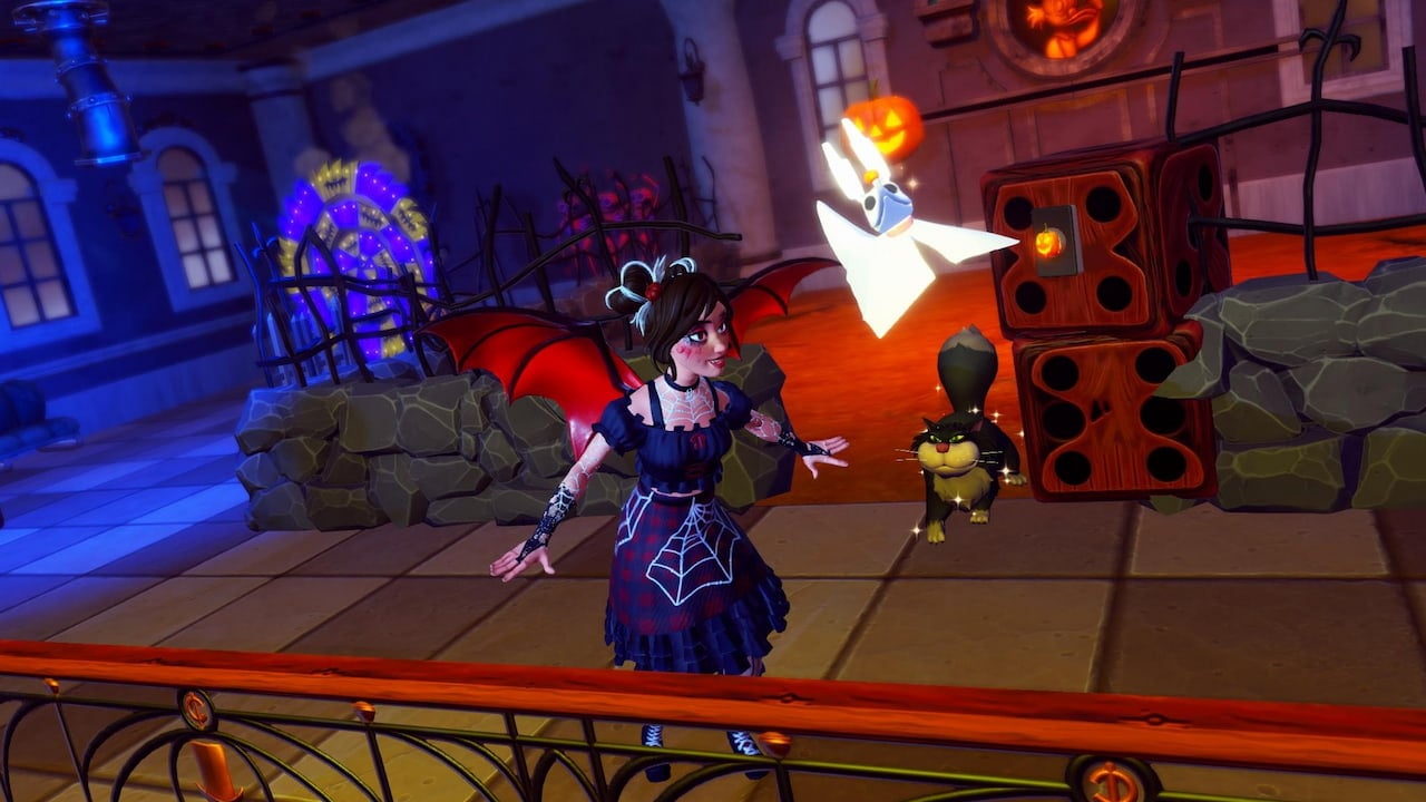 Player posing on second floor of mirror lair in disney dreamlight valley