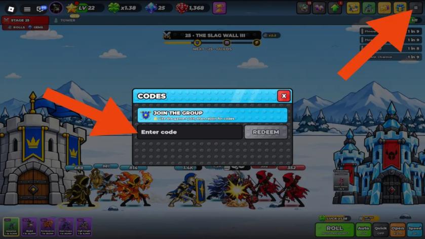 roll a stickman how to redeem codes