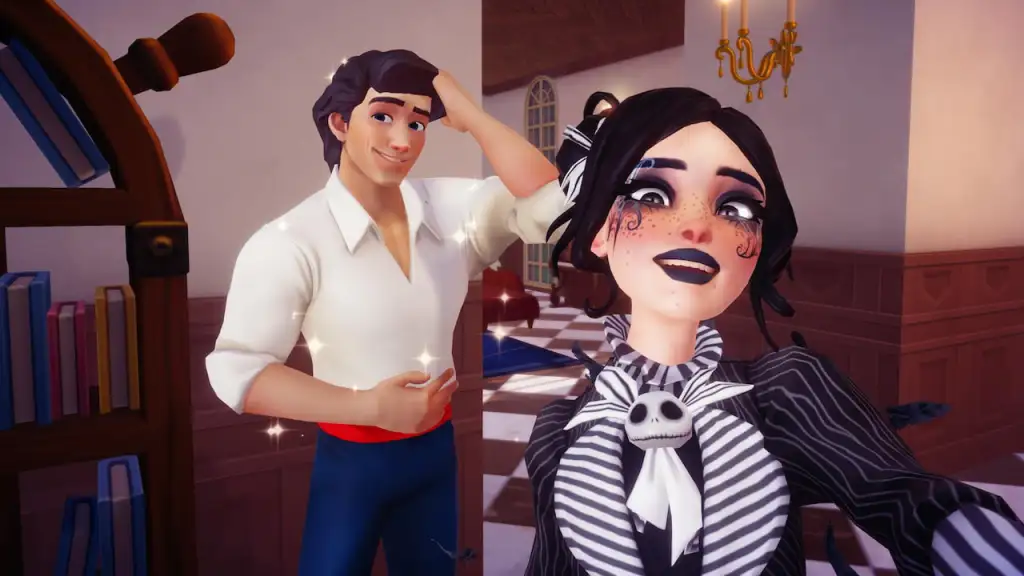 Player taking picture with eric in Disney Dreamlight Valley