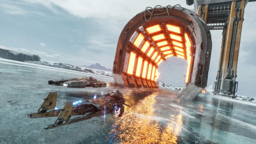 A racing scene in Galactic Racer