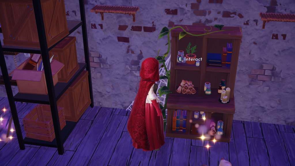 Storage room bookshelf in disney dreamlight valley