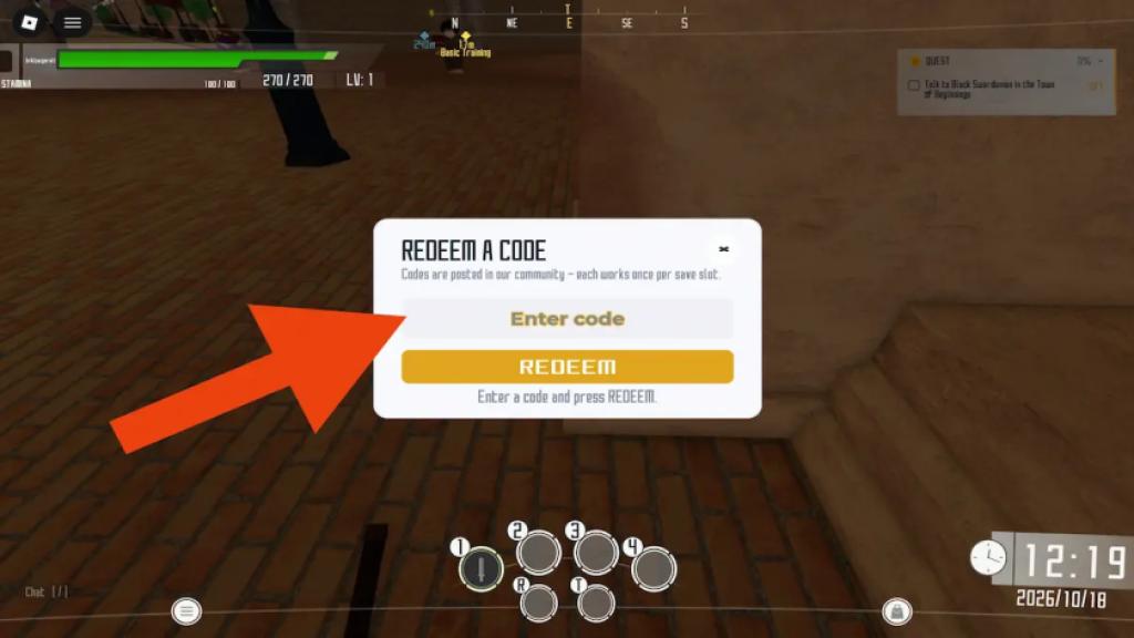 sword art eternity how to redeem codes in-game