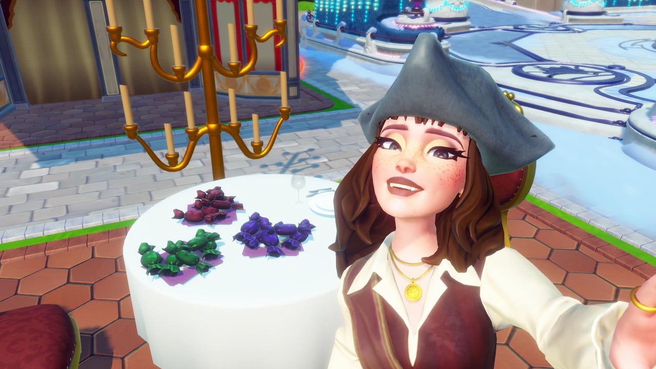 Taking picture with three candy colors in disney dreamlight valley