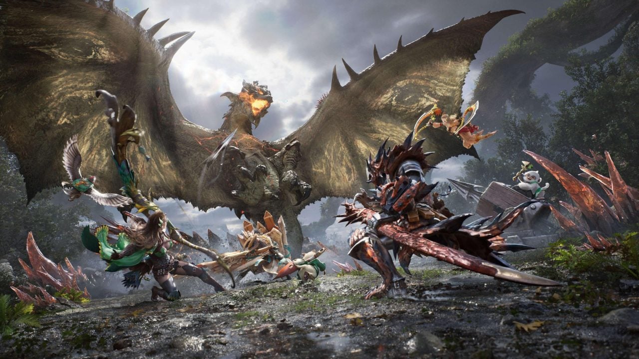 Adventurers killing a monster in Monster Hunter Outlanders