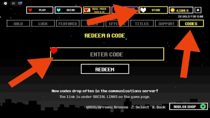 undertale fight how to redeem codes