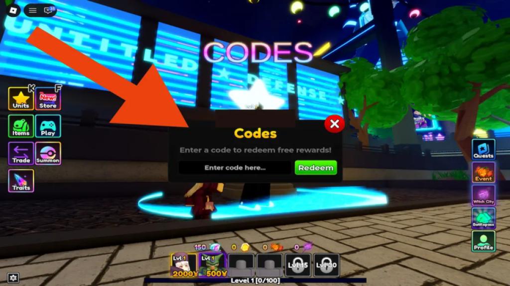 untitled defense how to redeem codes